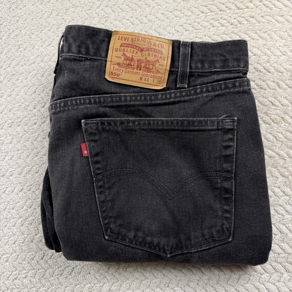 Vintage Levi's 550 Relaxed Fit Jeans‎ Mens 44x30 Faded Black Denim Jeans Y2K USA - Picture 7 of 16